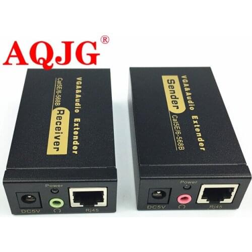 1PCS VGA Video Audio Extender 100M 328ft Over Single RJ45 CAT5e/6 1080P VGA transmission to rj45 signal amplifier Extender