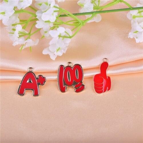 10pcs/pack YOU ARE THE BEST High marks A+ 100 Study School Charms Handmade Craft Charms for DIY Earring Bracelet Jewelry Making