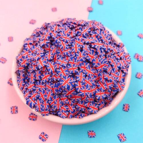 100g England Flag Slices Polymer Hot Clay Sprinkles for Nail Art Decoration Crafts Making DIY Scrapbooking Phone Deco Parts 5mm