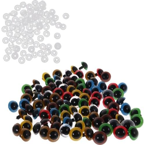 100 Pieces 8-20mm Mixed Color Plastic Safety Eyes with Washers for Teddy Bear Doll Puppet DIY Making Craft