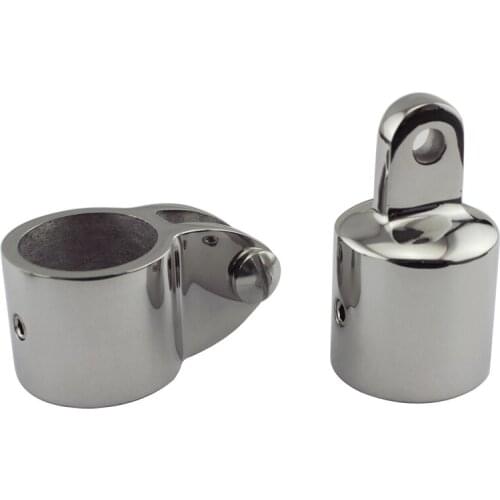 Stainless Steel Deck Hinge Boat Bimini Top Fitting 2pcs Set 1pc Slide Cap and 1pc Slide Jaw Sleeve Marine Hinge SS316 22mm 25mm