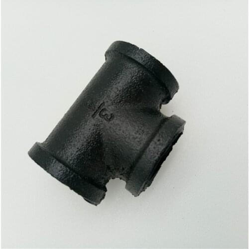3/4Inch 3-Way Black Electroplating Cast Iron Tee Fitting Malleable Thread Pipe Plumbing Fitting Connector For DIY Home Decor