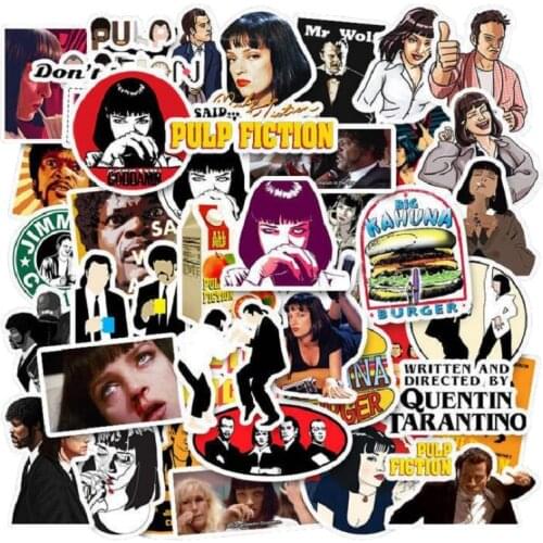 50pcs Classic Movie Pulp Fiction Graffiti Stickers For Mobile Phone Laptop Luggage Suitcase Guitar Skateboard Decal Stickers