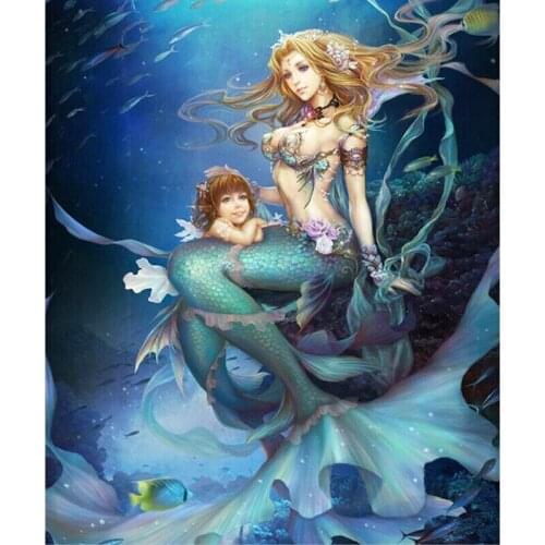 5D DIY Square/Round Diamond Painting Mermaid Cross Stitch Diamond Embroidery Needlework home Decoration J0114