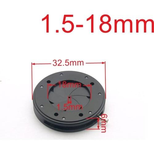 Adjustable 6 Blades F Microscope Lens Adapter 1.5-18mm Iris Aperture Diaphragm Metal Microscopes Parts Accessories Black