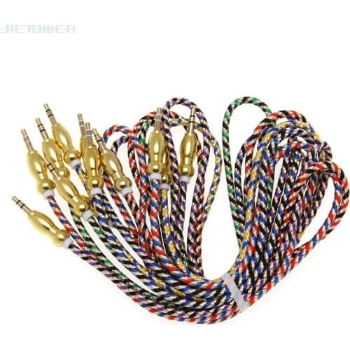 High Quality AUX Audio Cable 3.5mm Male Stereo Ethnic Plait Style AUX Cable Cord for Car Headphone Speaker Computer mp3 300pcs