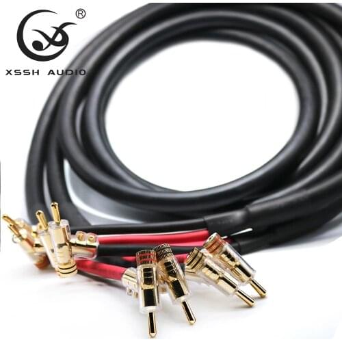 XSSH Audio Line Hi-end OCC Speaker Wire For Hi-fi Systems Y Plug Banana plug Speaker Cable