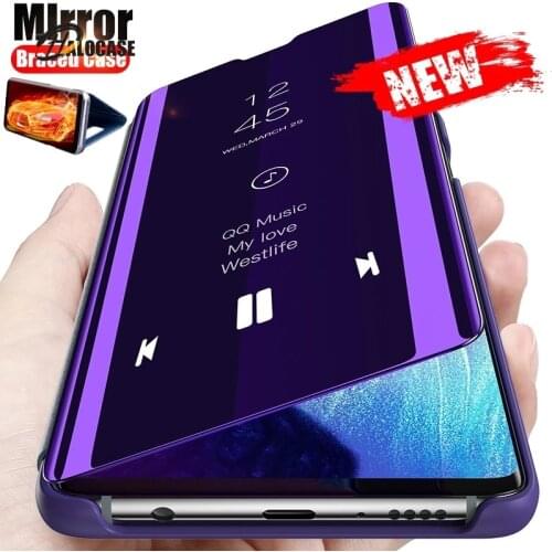 Phone Case For Samsung Galaxy A12 A81 A91 A32 A02S A42 A31 A21S Mirror Smart Flip Shockproof Holder Standing Protection Cover