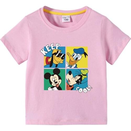 Childrens summer childrens short-sleeved T-shirt Mickey and Donald Duck cartoon bottoming shirt baby half-sleeved T-shirt top