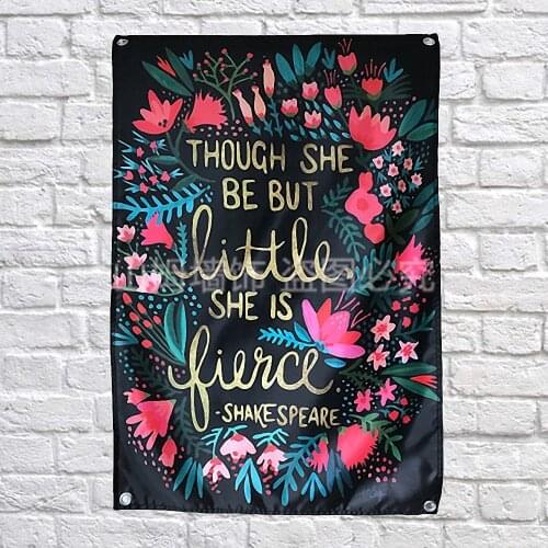 THOUGH SHE BE BUT LITTLE SHE IS FIERCE Poster Banner Vintage Beer Day Flag Hanging Chart For Bar Pub Wall Decor Tapestry Mural
