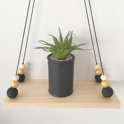 INS Cute Kids Baby Nordic Style Decorative Wall Shelf Wooden Pearl Tassel Shelves Decorative Frame Props For Kids Room Gift Idea