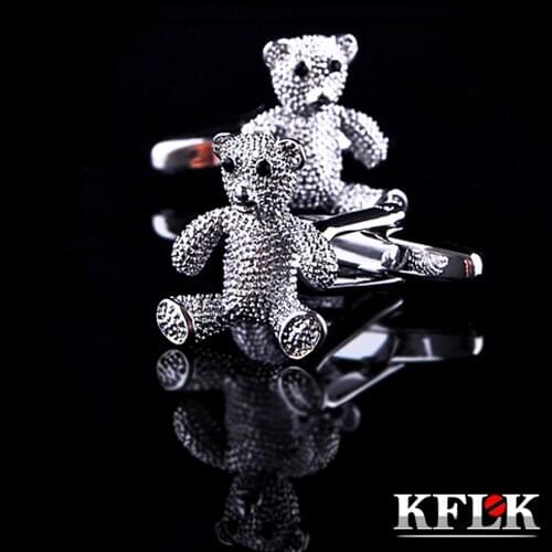 KFLK 2020 Luxury HOT shirt cufflink for unisex Brand cuff button cuff link High Quality Animal Bear abotoaduras Jewelry