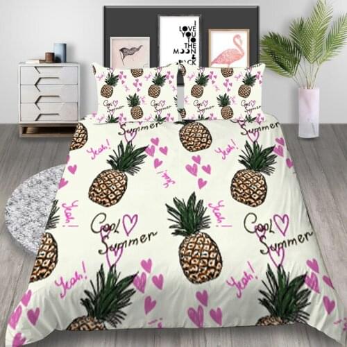 Thumbedding Pineapple Bedding Set For Girl Love Sweet Duvet Cover King Queen Twin Full Single Double Unique Design Bed Set