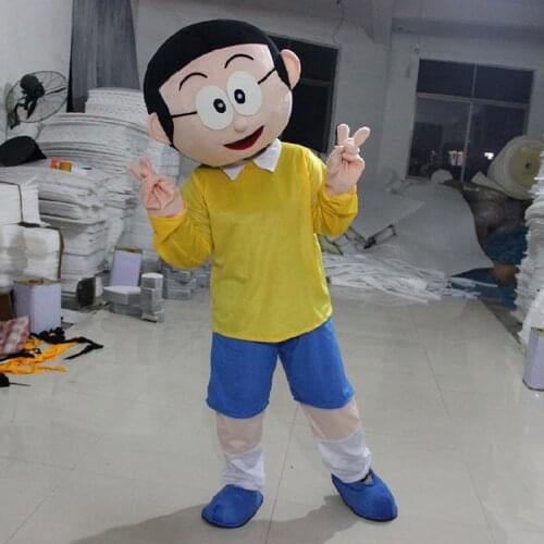 Doraemon Nobita Mascot Costume Nobi Boy Cartoon Character Cosplay Mascot Fancy Carnival Character Suit Birthday Halloween Gift