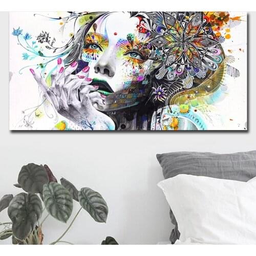 Beautiful Flower Girl Oil Paintings on Canvas Wall Art Posters and Prints Modern Style Cuadros Pictures for Bedroom Decoration