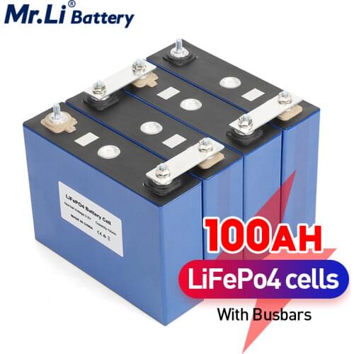 Mr.Li 3.2V 100Ah Lifepo4 Battery Cells DIY 12V 24V 48V 100Ah Rechargeable Battery Lithium Iron For Electric Car RV Solar Energy