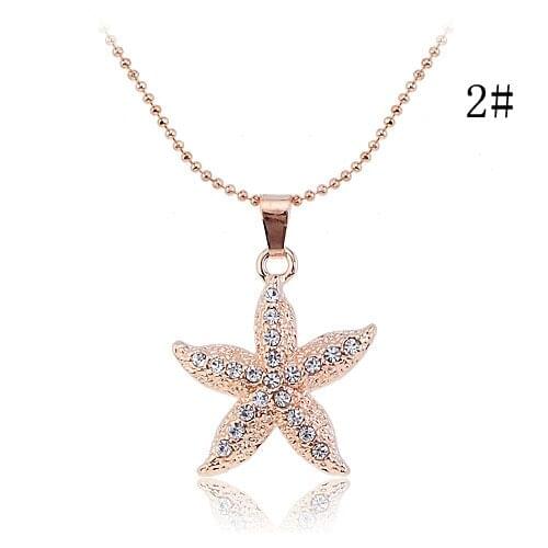 Lureme Fashion Jewelry Chains Necklace Gold Pave Crystal Starfish Pendant womens Chains Necklaces & Pendants Wholesale