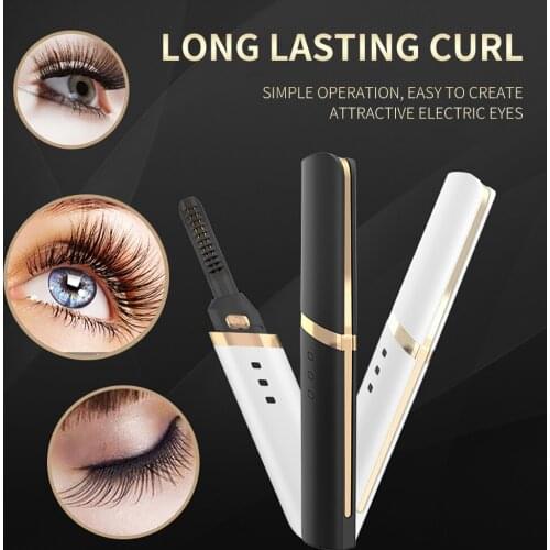 Makeup Eyelash Curler Beauty Tools Lady Women Cute Eyelash Handle Curl Eye Lash Curler Electric Heated Eyelashes Tweezer