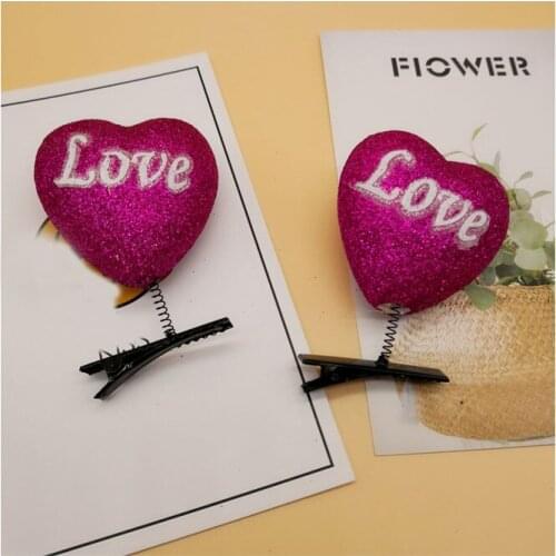 Lovely Heart Hairclips Girls' Hair Accessories Red Pink Rose Gold Hairpin Barrette Party Favor Xmas Accessories