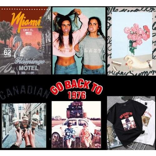 Fashion Lady Flower Heat Transfer Stickers Clothing Patches for Top Household Iron-on Transfers DIY Decoration Appliqued Parches