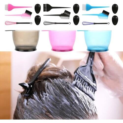 3 Sets Hair Dye Color Brush Bowl Set Brushes Comb Hair Coloring Applicator