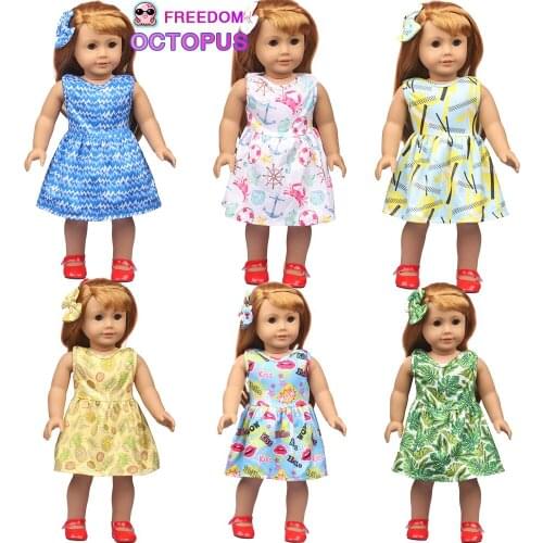 18" American Doll Milk Silk Skirt+Hairpin Flower 12 Colors Printing Clothes Set For 43cm Reborn New Baby OG Girl Dolls Panties