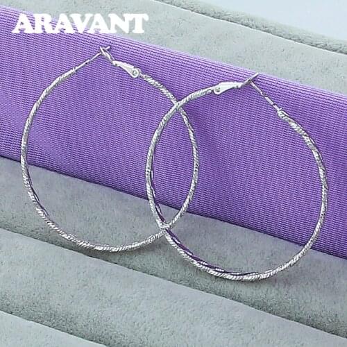 New Fashion 925 Silver Twisted Big Hoop Earrings For Women Silver Jewelry