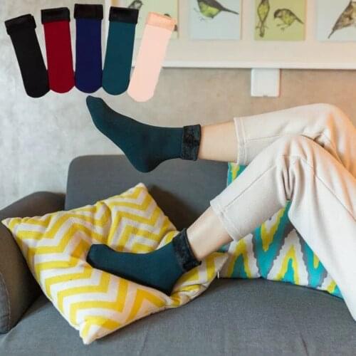 2019 New Winter Ladies'Pairs of Simulated Polyamide Fleece and Thickened Snow Stockings Pure Floor Stockings, fashion and warm