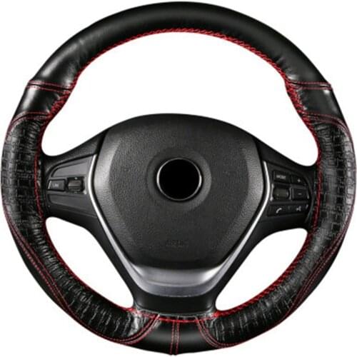 Car steering wheel cover38cm Four Seasons 5 Color DIY cover cowhide braid on the Steering-Wheel Cover Interior accessories