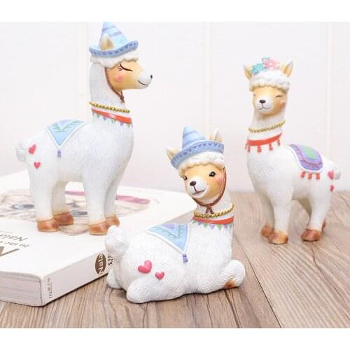 Zakka Original Creative Travel Alpaca Resin Ornaments Alpaca Resin Crafts Living Room Desktop Decorations Garden Decoration