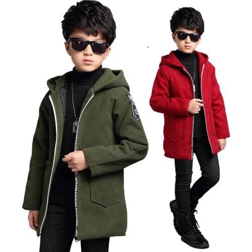 Boys Woolen Thickened Coat 2020 Winter Boys Coat Fashion Solid Jacket Children Woolen Hooded Coat Kids Outerwear Clothes