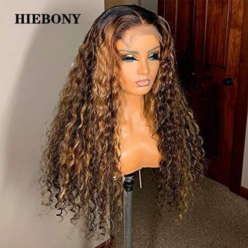 Highlight Curly Lace Front Human Hair Wigs with Baby Hair Brazilian 13x6 Highlight Curly Lace Front Wigs Pre Plucked Hairline
