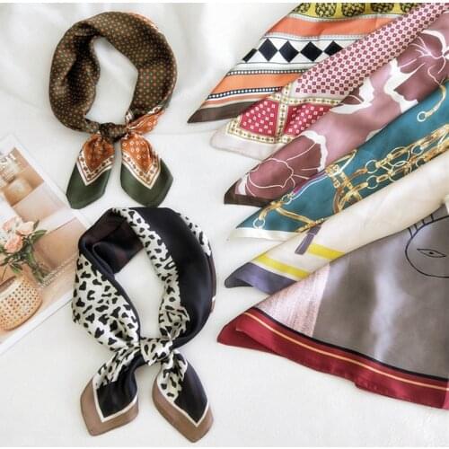 MoriBty 70cm Women Silk Square Scarf Bandanas Spring-Autumn Retro Bufanda Neckerchief Foulard Femme Luxury Hair Ribbon Headscarf