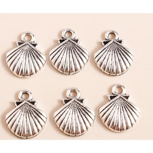 40pcs/lot 12x14mm Vintage Silver Color Small Shell Charms for DIY Pendants Necklaces Earrings Making Jewelry Findings Accessory