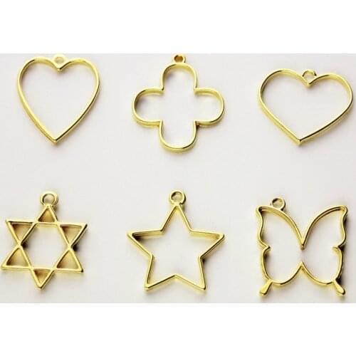 Simple Pendants Jewelry Making Open Back Bezel Charm Kawaii Jewelry Making Heart Deco Frame UV Resin Filling Wholesale Lots Bulk