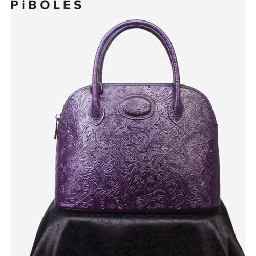 Luxury Genuine Leather Shell Bag For Ladies Retro Cowhide Womens Shoulder Bag Large Capacity Crossbody Messenger Bag For Female