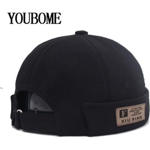 Beanies Hats For WomenSailor Brimless Caps Men Miki Rolled Cuff Street Retro Hip Hop Hat Solid Cotton Docker Boys Vintage Dome