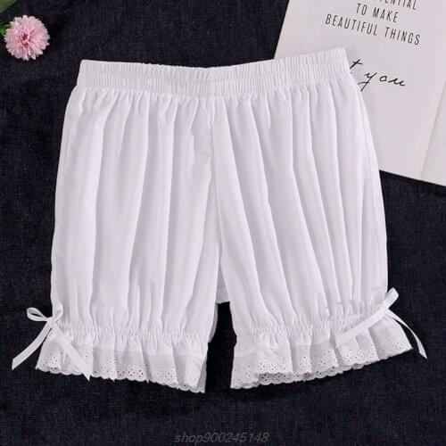 Vintage Victorian Gothic Bloomers Solid Color Elastic Waist Ruffles Lace Hem Loose Lolita Maid Pumpkin Shorts M25 21 Dropship