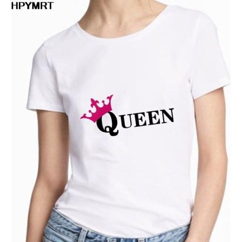 New T shirt women QUEEN letter Printing Tshirt Summer Short Sleeve Tops Tees fashion Casual T-Shirts Female Plus Size Clothing