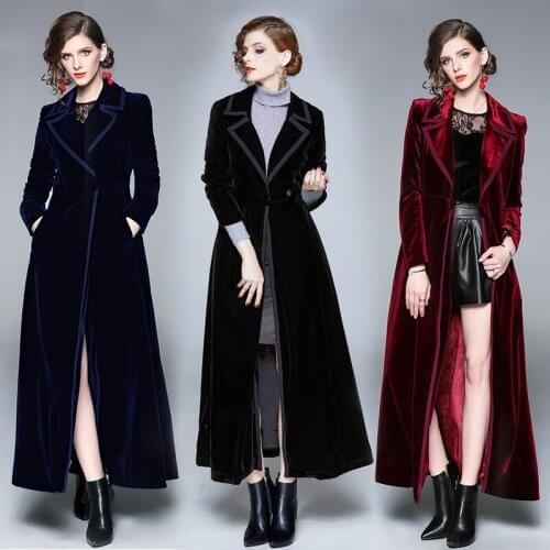 Mid-length Windbreaker Women Knee-to-ankle 2020 Autumn and Winter Fashion New Solid Color Temperament Women Velvet Coat jackets
