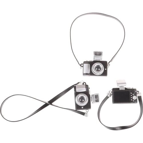 1pcs new Dollhouse Miniature Mini Belt Camera Doll Accessories Decoration Toy
