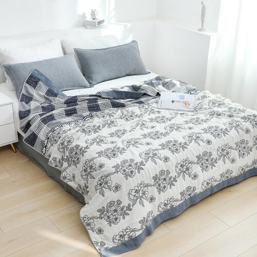 100% Cotton LivingRoom Peony coverlet Travel Breathable Chic Large Throw Blanket High quality Nap FlowerHome bedding Blanket