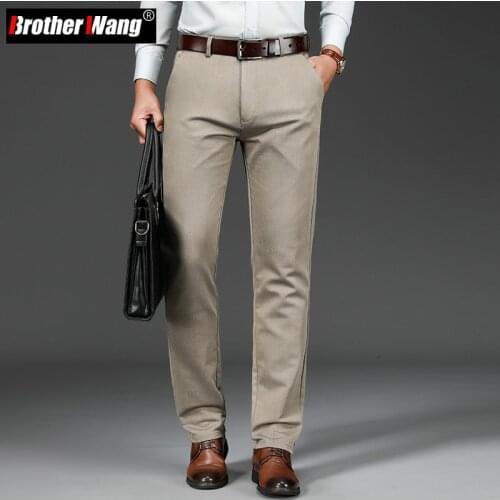 3 Colors Fall Mens Business Straight Casual Pants Classic Style Fashion Slim Stretch Khaki Trousers Male Brand Clothing