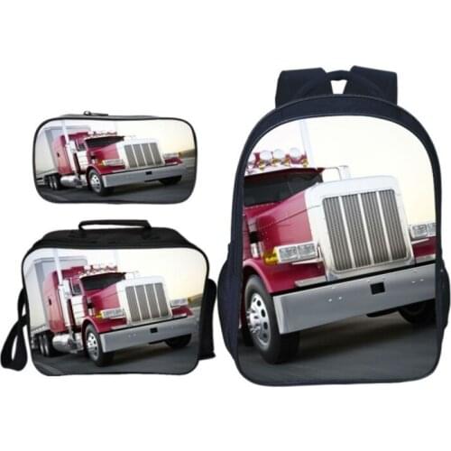 3pcs Cartoon Car Pattern Printing Kids Backpack for Boys Girls Cute Bookbag Custom Teenagers Cool Schoolbag Design Mochila