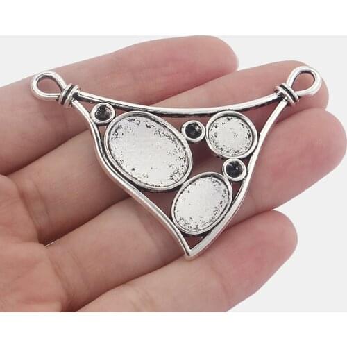 3PCS Hollow Triangle Charms Pendants Blank 14x19mm/14x10mm/10mm/2mm Cameo Cabochon Setting Finding Jewelry