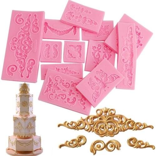 3D Craft Baroque Scroll Relief Silicone Mold Cake Decorating Tools Fondant Chocolate Candy Gumpaste Mold Cupcake Frame Baking