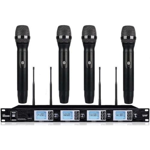 4 Channels Wireless microphone UHF Handheld Karaoke Cordless Microphone System microfoon draadloos