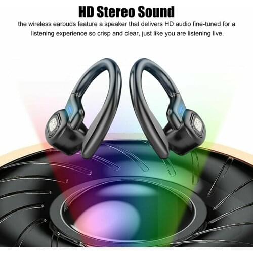 Bluetooth 5.0 Headphones Sport Wireless Hang-ear Earphones Noise Cancelling Waterproof Headsets For Mobile iPhone Accessories