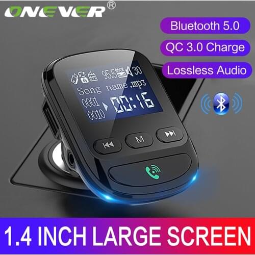 Onever Car Bluetooth 5.0 Adapter Wireless FM Transmitter Handsfree Car Kit AUX Bluetooth Receiver Support TF/U Disk Manos Libres