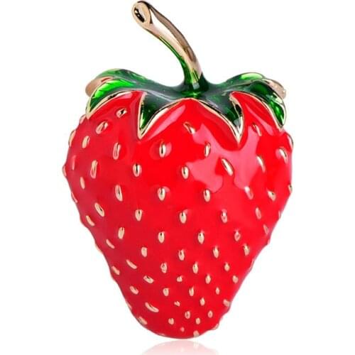 Madrry Trendy Strawberry Shape Brooch Enamel Fruit Jewelry Brooches For Women Bag Hat Scarf Buckles Suit Clothes Pin Accessories